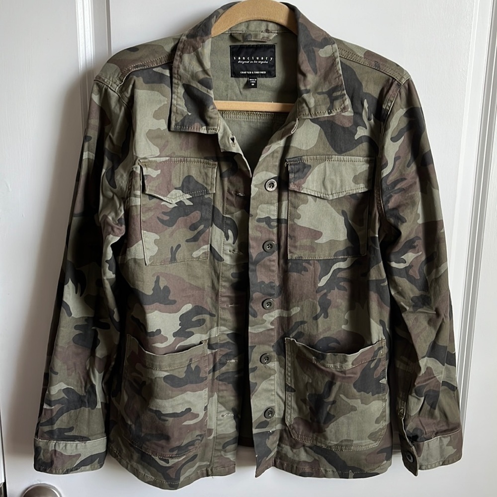 SANCTUARY Green Camo Jacket Size Medium